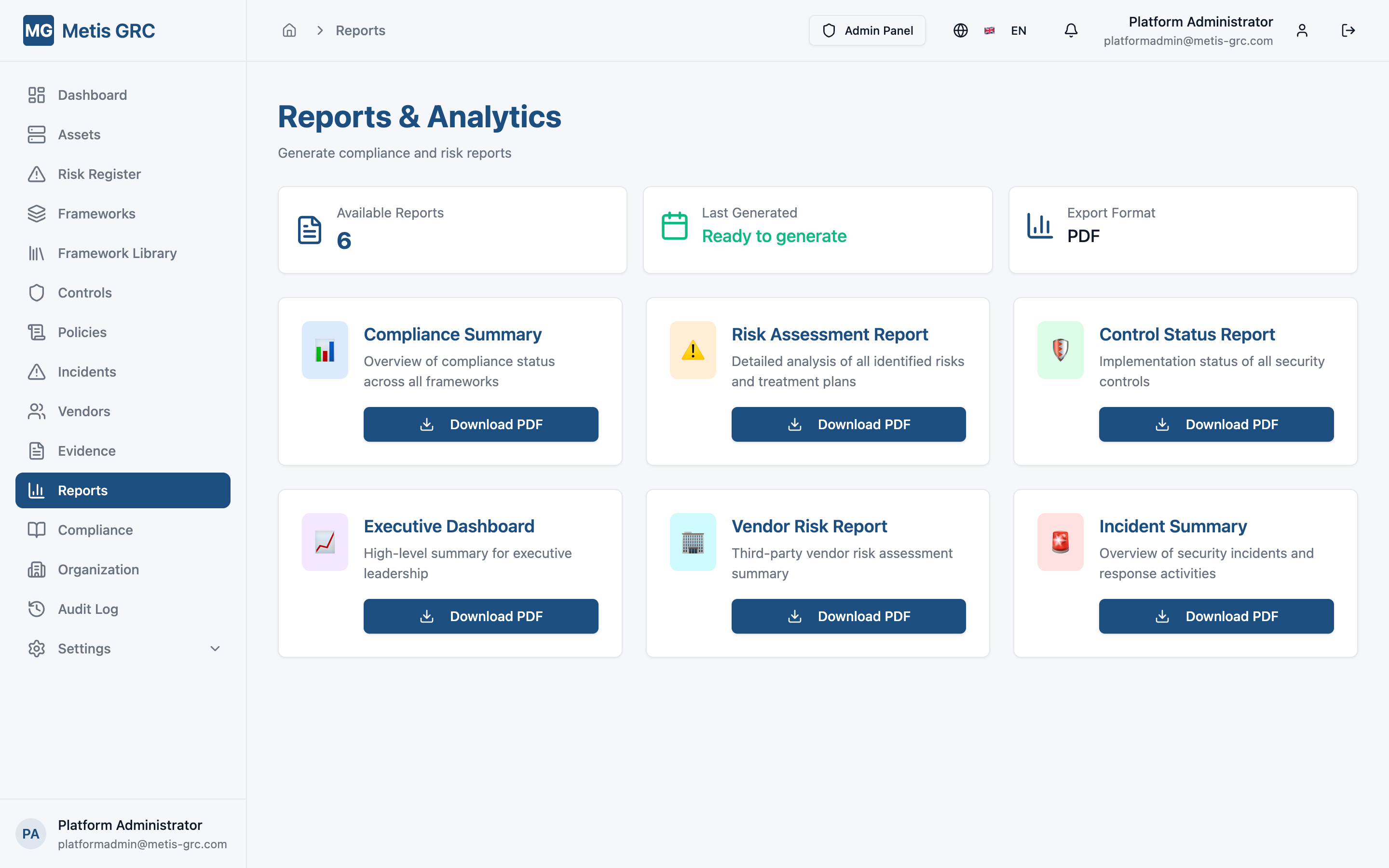 Screenshot — Evidence & Audit