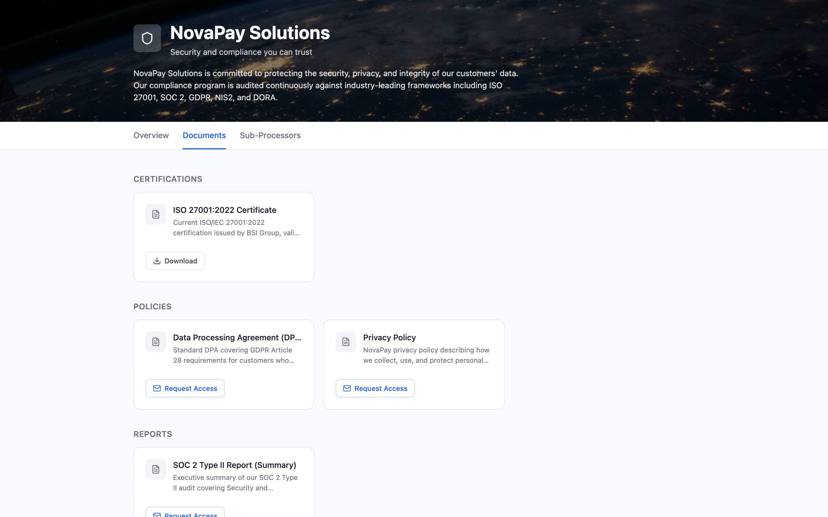 Trust Portal documents tab